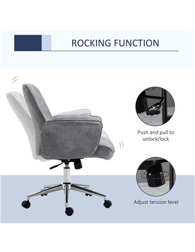 Vinsetto Swivel Mid Back Desk Computer Office Chair, Light Grey