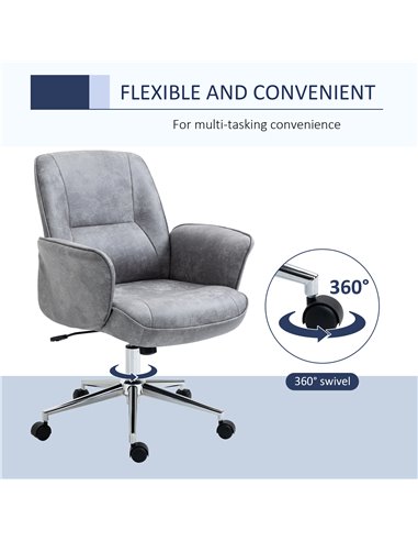 Vinsetto Swivel Computer Office Chair Mid Back Desk Chair for Home Study Bedroom, Light Grey