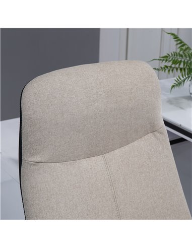 Vinsetto High Back Office Chair, Linen Fabric Computer Desk Chair with Armrests, Tilt Function, Adjustable Seat Height, Beige
