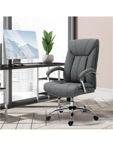 Vinsetto Linen Fabric Computer Chair with Adjustable Height, Armrests, Grey
