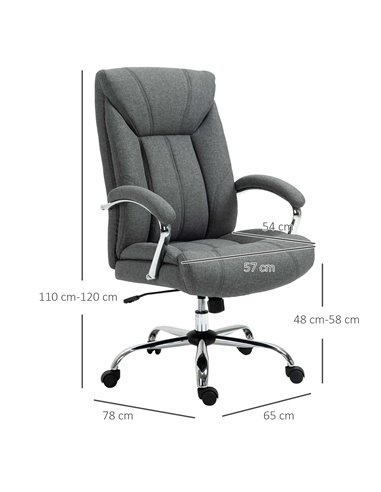 Vinsetto Linen Fabric Computer Chair with Adjustable Height, Armrests, Grey