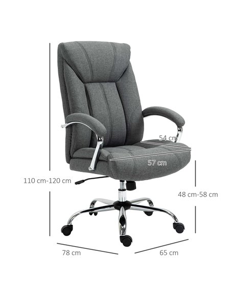 Vinsetto Linen Fabric Computer Chair with Adjustable Height, Armrests, Grey - pic 23453 | FastDaddyshop