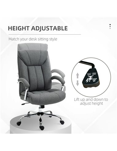 Vinsetto Linen Fabric Computer Chair with Adjustable Height, Armrests, Grey