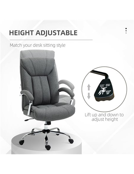 Vinsetto Linen Fabric Computer Chair with Adjustable Height, Armrests, Grey - pic 23454 | FastDaddyshop