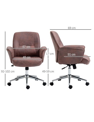 Vinsetto Swivel Mid Back Desk Computer Office Chair, Red
