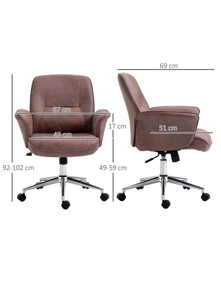 Vinsetto Swivel Mid Back Desk Computer Office Chair, Red - pic 23462 | FastDaddyshop