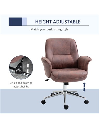 Vinsetto Swivel Mid Back Desk Computer Office Chair, Red