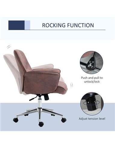Vinsetto Microfibre Office Chair, Mid Back Computer Desk Chair with Swivel Wheels for Home Study, Bedroom, Red