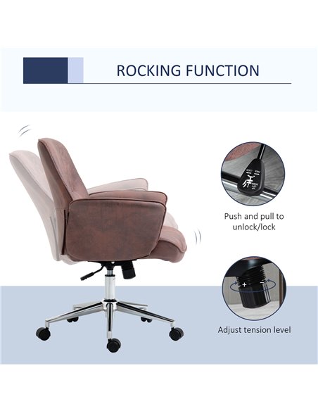 Vinsetto Microfibre Office Chair, Mid Back Computer Desk Chair with Swivel Wheels for Home Study, Bedroom, Red - pic 23464 | FastDaddyshop