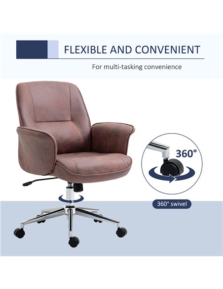 Vinsetto Microfibre Office Chair, Mid Back Computer Desk Chair with Swivel Wheels for Home Study, Bedroom, Red - pic 23465 | FastDaddyshop