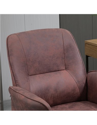 Vinsetto Microfibre Office Chair, Mid Back Computer Desk Chair with Swivel Wheels for Home Study, Bedroom, Red