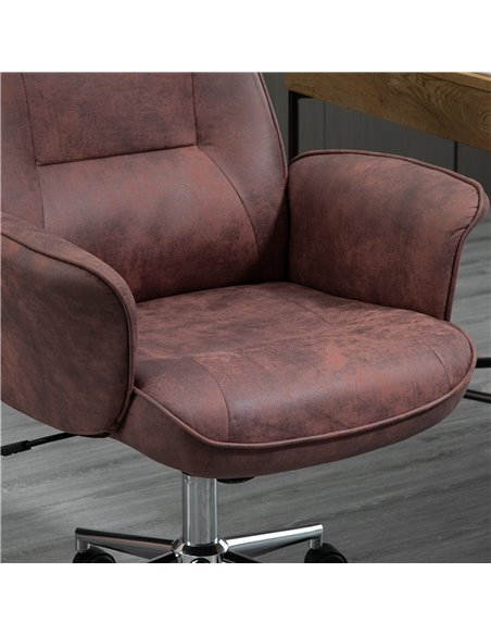Vinsetto Microfibre Office Chair, Mid Back Computer Desk Chair with Swivel Wheels for Home Study, Bedroom, Red - pic 23468 | FastDaddyshop