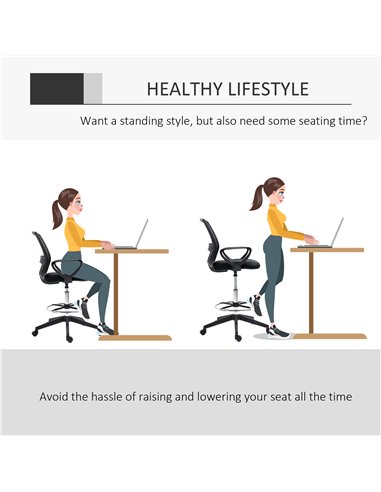 Vinsetto Ergonomic Mesh Back Draughtsman Tall Office Chairs with Footrest, Set of 5