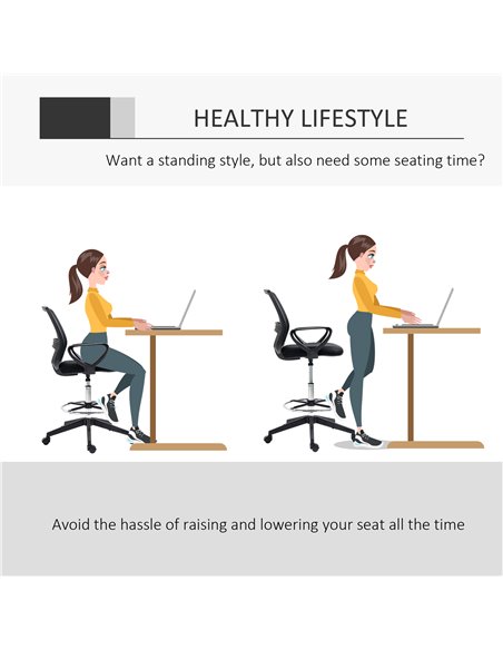 Vinsetto Ergonomic Mesh Back Draughtsman Tall Office Chairs with Footrest, Set of 5 - pic 23472 | FastDaddyshop