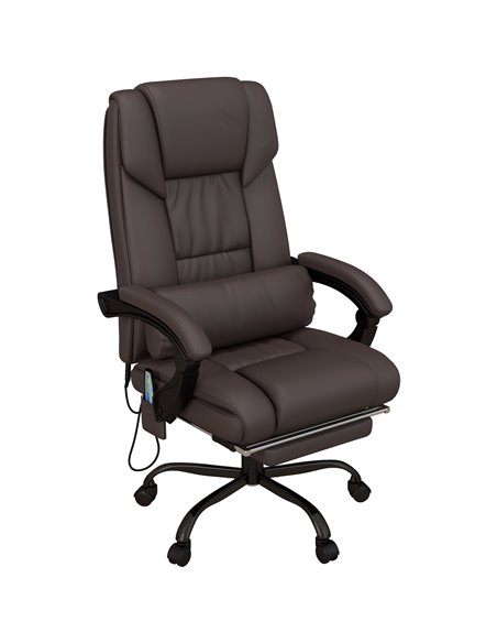 Vinsetto 6-Point PU Leather Massage Office Chair with Footrest, Remote, Brown - pic 23478 | FastDaddyshop