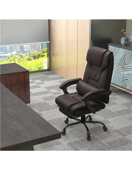 Vinsetto 6-Point PU Leather Massage Office Chair with Footrest, Remote, Brown - pic 23479 | FastDaddyshop