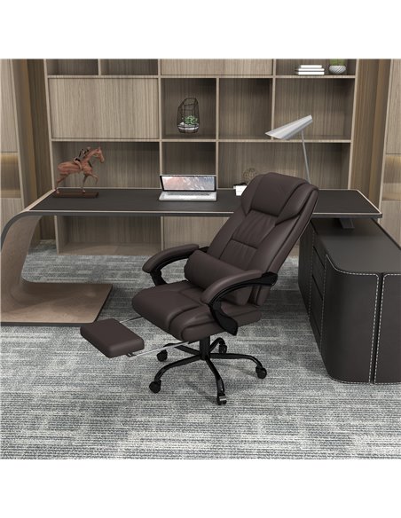Vinsetto 6-Point PU Leather Massage Office Chair with Footrest, Remote, Brown - pic 23486 | FastDaddyshop