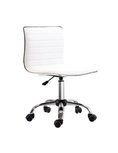 HOMCOM PU Leather Adjustable Swivel Office Chair with Armless Mid-Back, White