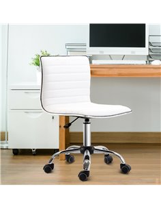HOMCOM PU Leather Adjustable Swivel Office Chair with Armless Mid-Back, White 2