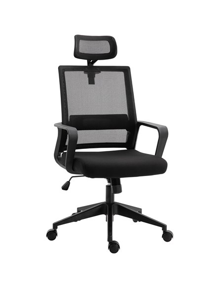 HOMCOM Mesh Swivel Office Chair with Lumbar Support, High Back, Adjustable Height, Black - pic 23496 | FastDaddyshop