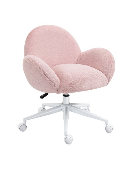 HOMCOM Fluffy Leisure Office Chair with High Back, Armrest, Wheels, Pink - pic 23505 | FastDaddyshop