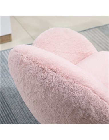 HOMCOM Fluffy Leisure Chair Office Chair with High Back and Armrest for Home Bedroom Living Room with Wheels, Pink
