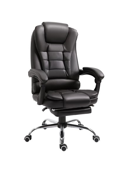 HOMCOM PU Leather Executive Office Chair with High Back, Retractable Footrest, Brown - pic 23514 | FastDaddyshop