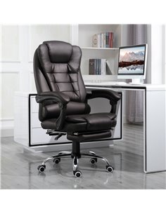 HOMCOM PU Leather Executive Office Chair with High Back, Retractable Footrest, Brown 2