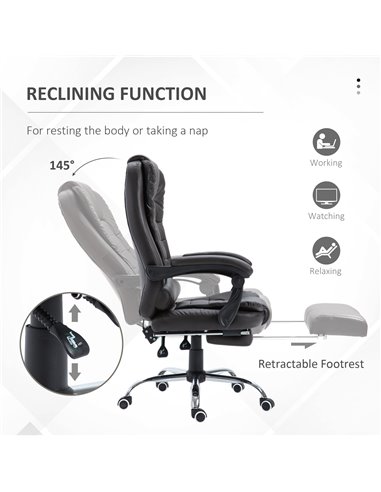 HOMCOM PU Leather Executive Office Chair with High Back, Retractable Footrest, Brown