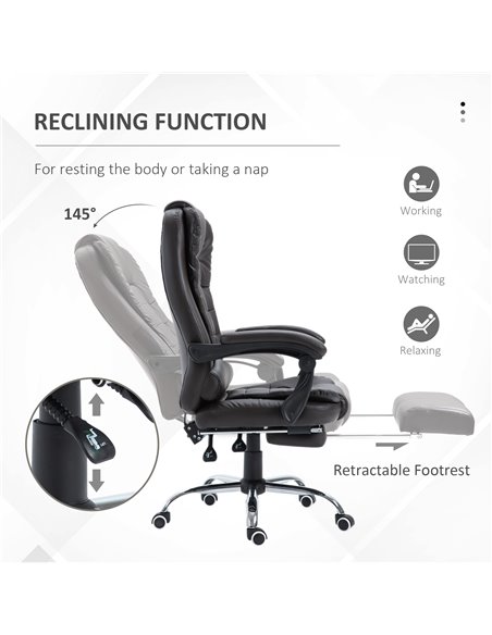 HOMCOM PU Leather Executive Office Chair with High Back, Retractable Footrest, Brown - pic 23518 | FastDaddyshop