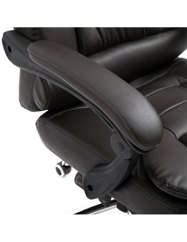 HOMCOM PU Leather Executive Office Chair with High Back, Retractable Footrest, Brown