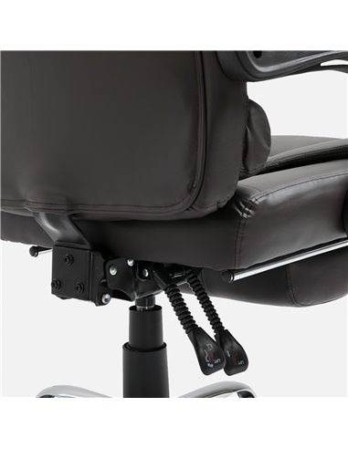 HOMCOM PU Leather Executive Office Chair with High Back, Retractable Footrest, Brown