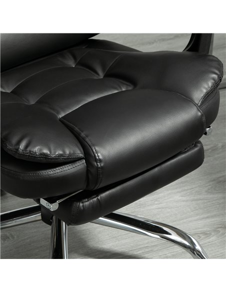 HOMCOM PU Leather Home Office Chair with Reclining Backrest, Retractable Footrest, Black - pic 23531 | FastDaddyshop