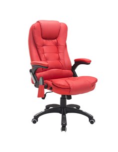 HOMCOM PU Leather Executive Office Chair with Massage and Heat, High Back, Red