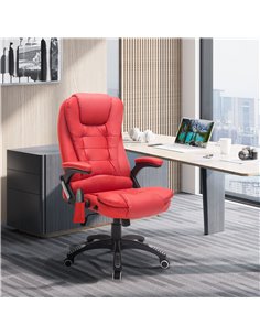 HOMCOM PU Leather Executive Office Chair with Massage and Heat, High Back, Red 2