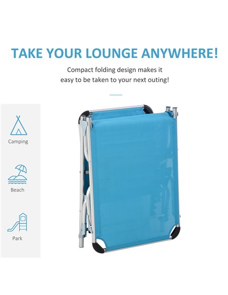Outsunny 2 Pieces 5-Level Adjustable Foldable Sun Lounger with Pillow, Blue - pic 23545 | FastDaddyshop