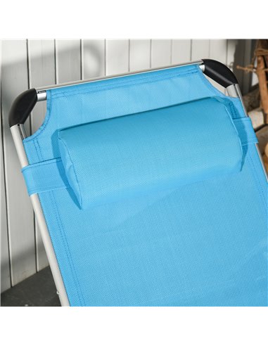 Outsunny 2 Pieces 5-Level Adjustable Foldable Sun Lounger with Pillow, Blue