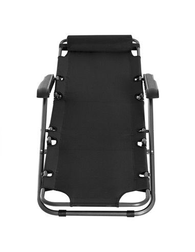 Outsunny 2 Pieces Foldable Sun Loungers with Adjustable Back, Outdoor Reclining Garden Chairs with Pillow and Armrests, Black