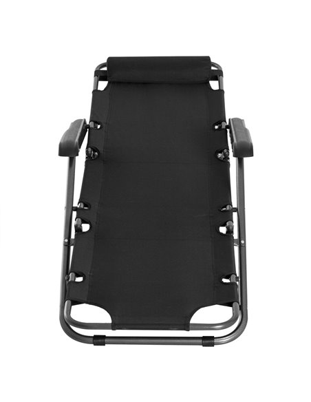 Outsunny 2 Pieces Foldable Sun Loungers with Adjustable Back, Outdoor Reclining Garden Chairs with Pillow and Armrests, Black - pic 23556 | FastDaddyshop
