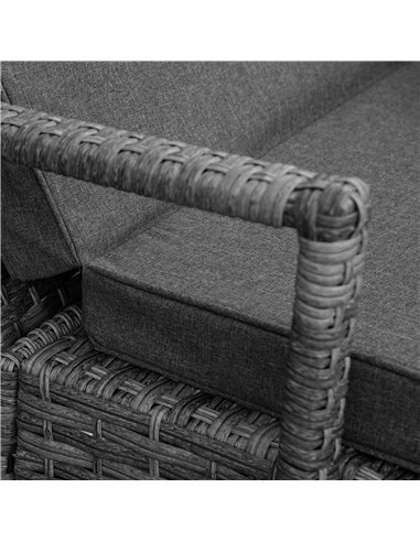 Outsunny PE Rattan Sun Loungers set of 2 with Cushion, 4-Level Recliner Backrest, Armrest, Grey