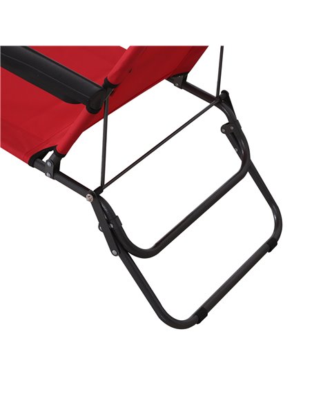 Outsunny 2 Pieces Foldable Sun Loungers with Adjustable Back, Outdoor Reclining Garden Chairs with Pillow and Armrests, Red - pic 23628 | FastDaddyshop