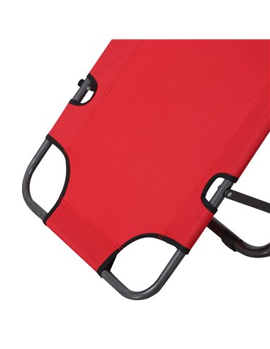 Outsunny 2 Pieces Foldable Sun Loungers with Adjustable Back, Outdoor Reclining Garden Chairs with Pillow and Armrests, Red
