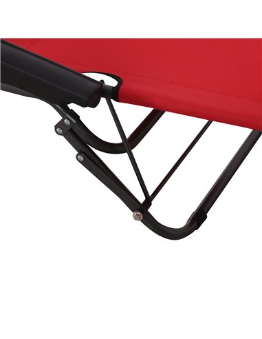 Outsunny 2 Pieces Foldable Sun Loungers with Adjustable Back, Outdoor Reclining Garden Chairs with Pillow and Armrests, Red