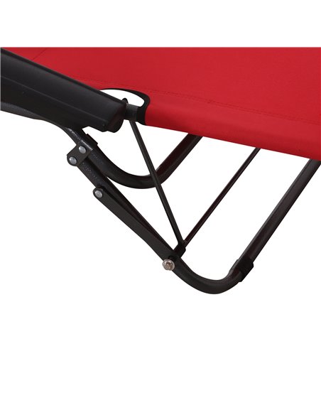 Outsunny 2 Pieces Foldable Sun Loungers with Adjustable Back, Outdoor Reclining Garden Chairs with Pillow and Armrests, Red - pic 23630 | FastDaddyshop
