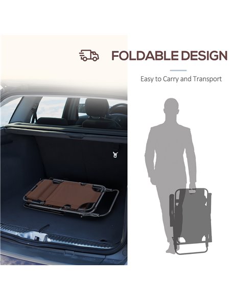 Outsunny 2 Pieces Foldable Sun Loungers with Adjustable Back, Outdoor Reclining Garden Chairs with Pillow and Armrests, Brown - pic 23635 | FastDaddyshop
