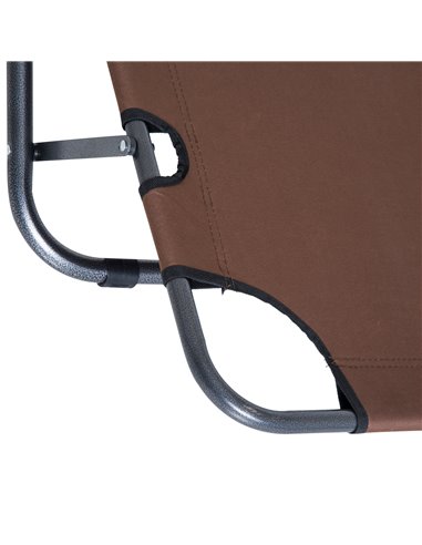 Outsunny 2 Pieces Foldable Sun Loungers with Adjustable Back, Outdoor Reclining Garden Chairs with Pillow and Armrests, Brown