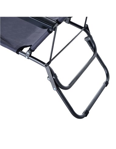 Outsunny 2 Pieces Foldable Sun Loungers with Adjustable Back, Outdoor Reclining Garden Chairs with Pillow and Armrests, Grey