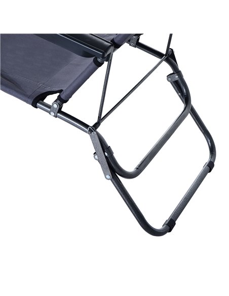 Outsunny 2 Pieces Foldable Sun Loungers with Adjustable Back, Outdoor Reclining Garden Chairs with Pillow and Armrests, Grey - pic 23646 | FastDaddyshop