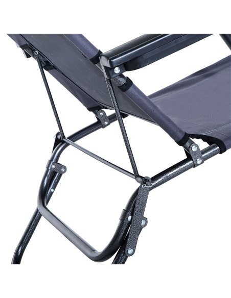 Outsunny 2 Pieces Foldable Sun Loungers with Adjustable Back, Outdoor Reclining Garden Chairs with Pillow and Armrests, Grey - pic 23647 | FastDaddyshop