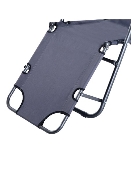 Outsunny 2 Pieces Foldable Sun Loungers with Adjustable Back, Outdoor Reclining Garden Chairs with Pillow and Armrests, Grey - pic 23648 | FastDaddyshop
